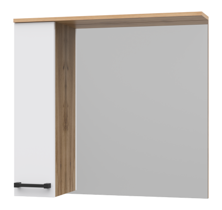 Зеркало-шкаф Misty Крафт 80 левое белое - светлое дерево П-Кра-02080-011Л - 0