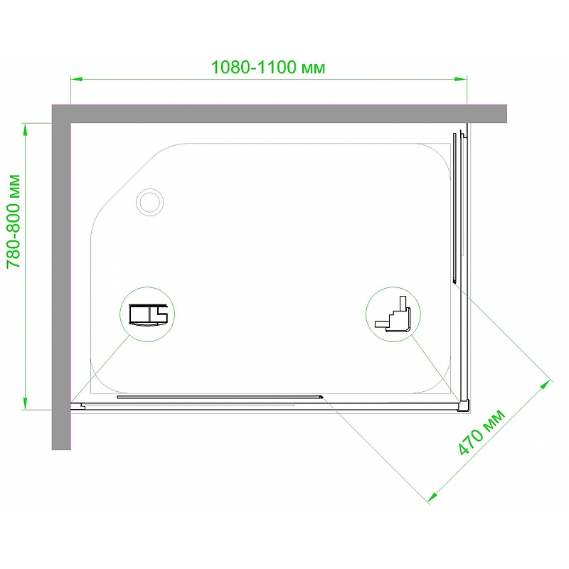Душевой уголок Royal Bath HPD 110x80 профиль белый стекло матовое RB8110HPD-C - 4