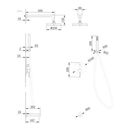 Душевая система Abber Emotion золото, матовый  AF8817G - 2