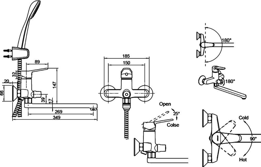 Смеситель Bravat Eco F6111147C-LB универсальный - 1