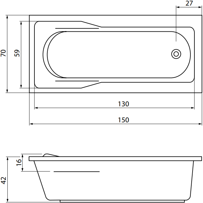 Акриловая ванна Cersanit Santana 150 ультра белый 63349 - 6