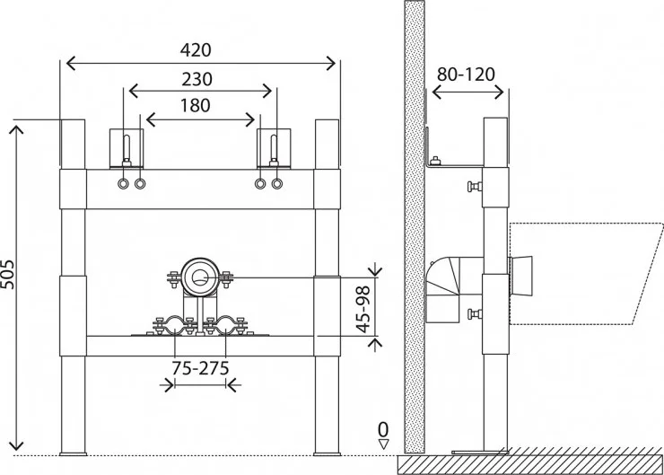 Система инсталляции для биде BelBagno с крепежом BB024-BD - 4