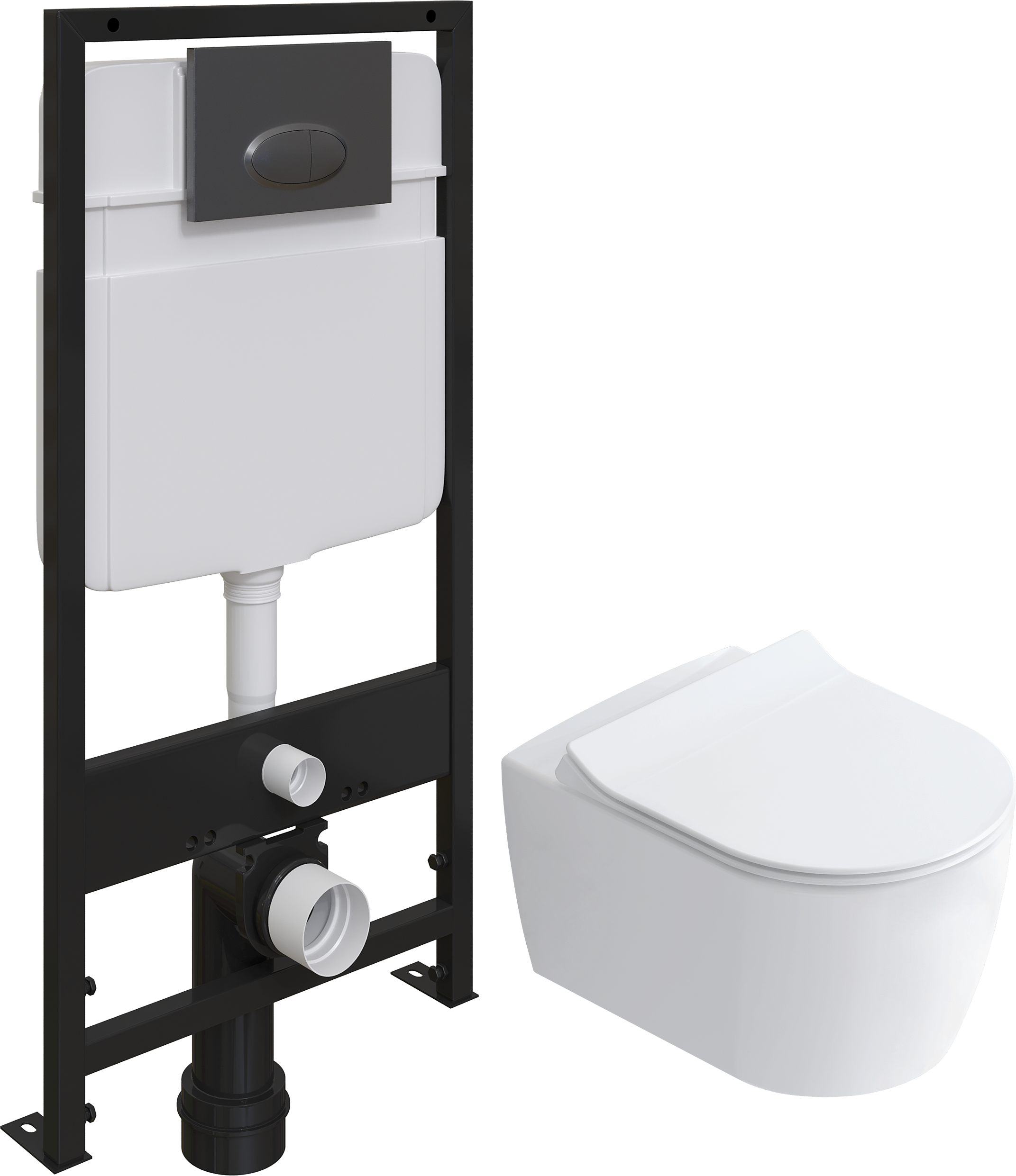 Комплект Унитаз подвесной STWORKI Ноттвиль SETK3104-2616 безободковый, с микролифтом + Система инсталляции для унитазов EWRIKA ProLT 0026-2020 с кнопкой смыва 0054 черной матовой 560130 - 0