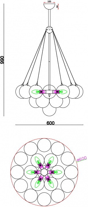 Подвесная люстра Freya Fiesta FR5231PL-06BS - 3