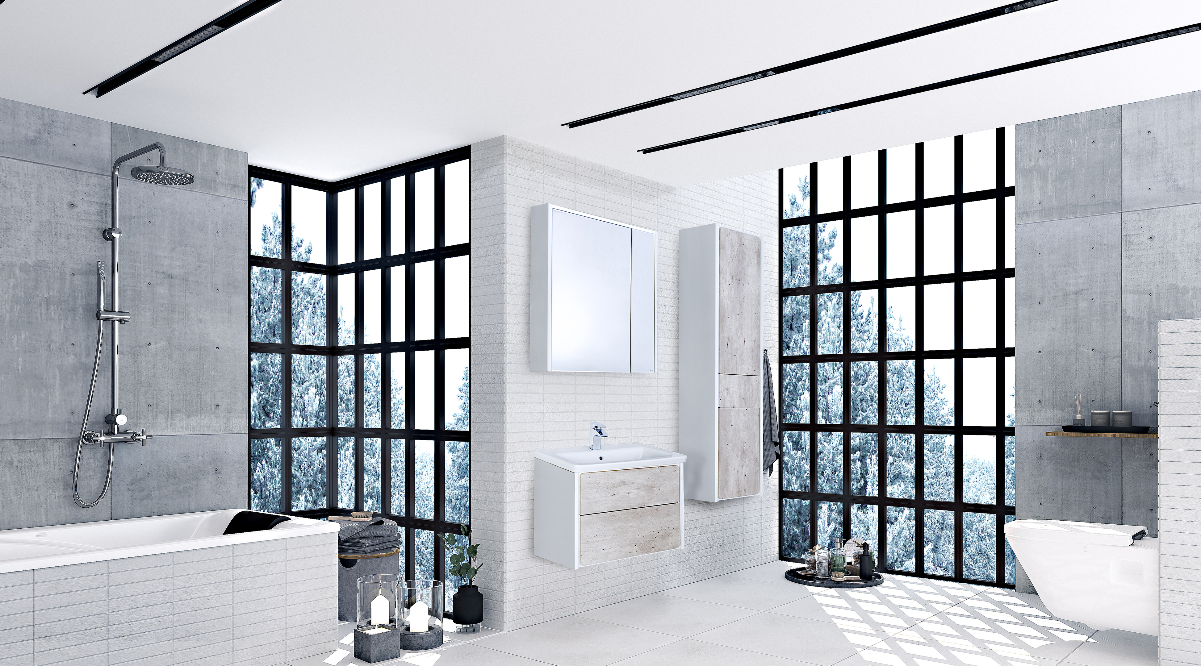 Зеркало-шкаф Roca Ronda 70 белое, с подсветкой ZRU9303008 - 1