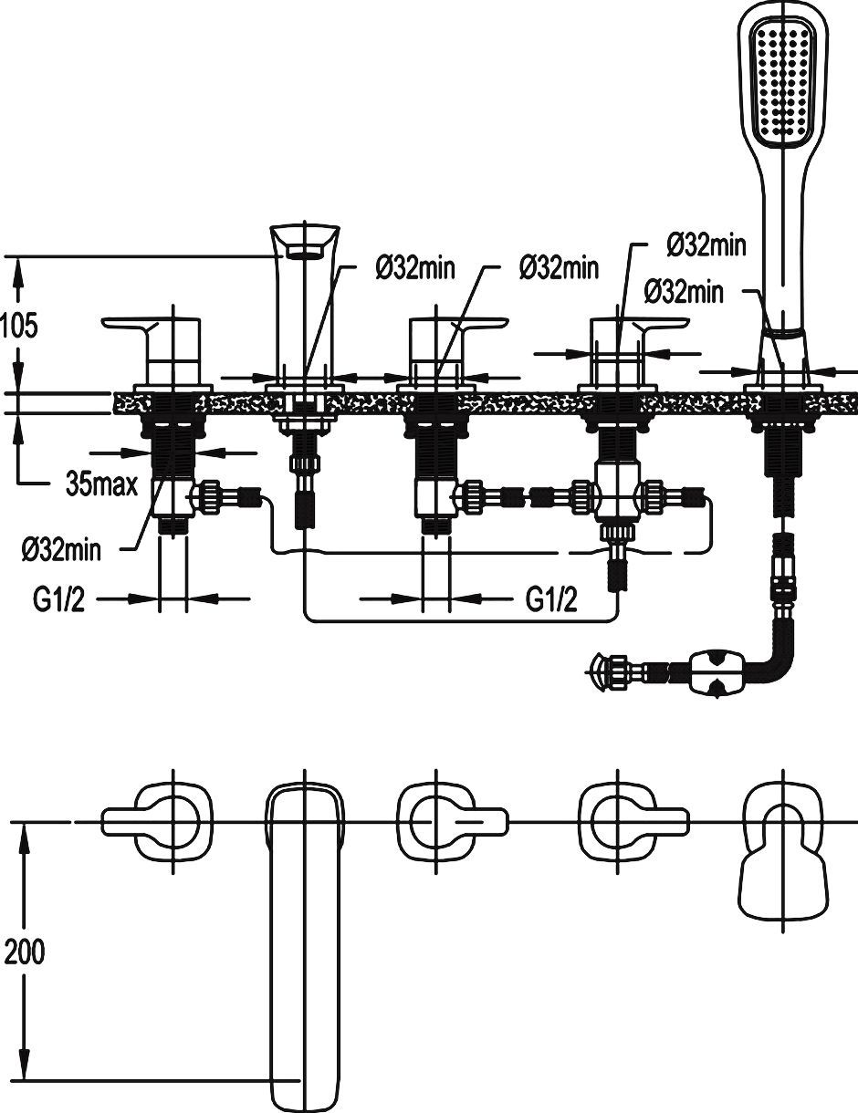 Смеситель Cezares Tesoro F BVD5 01 на борт ванны TESORO-F-BVD5-01 - 2