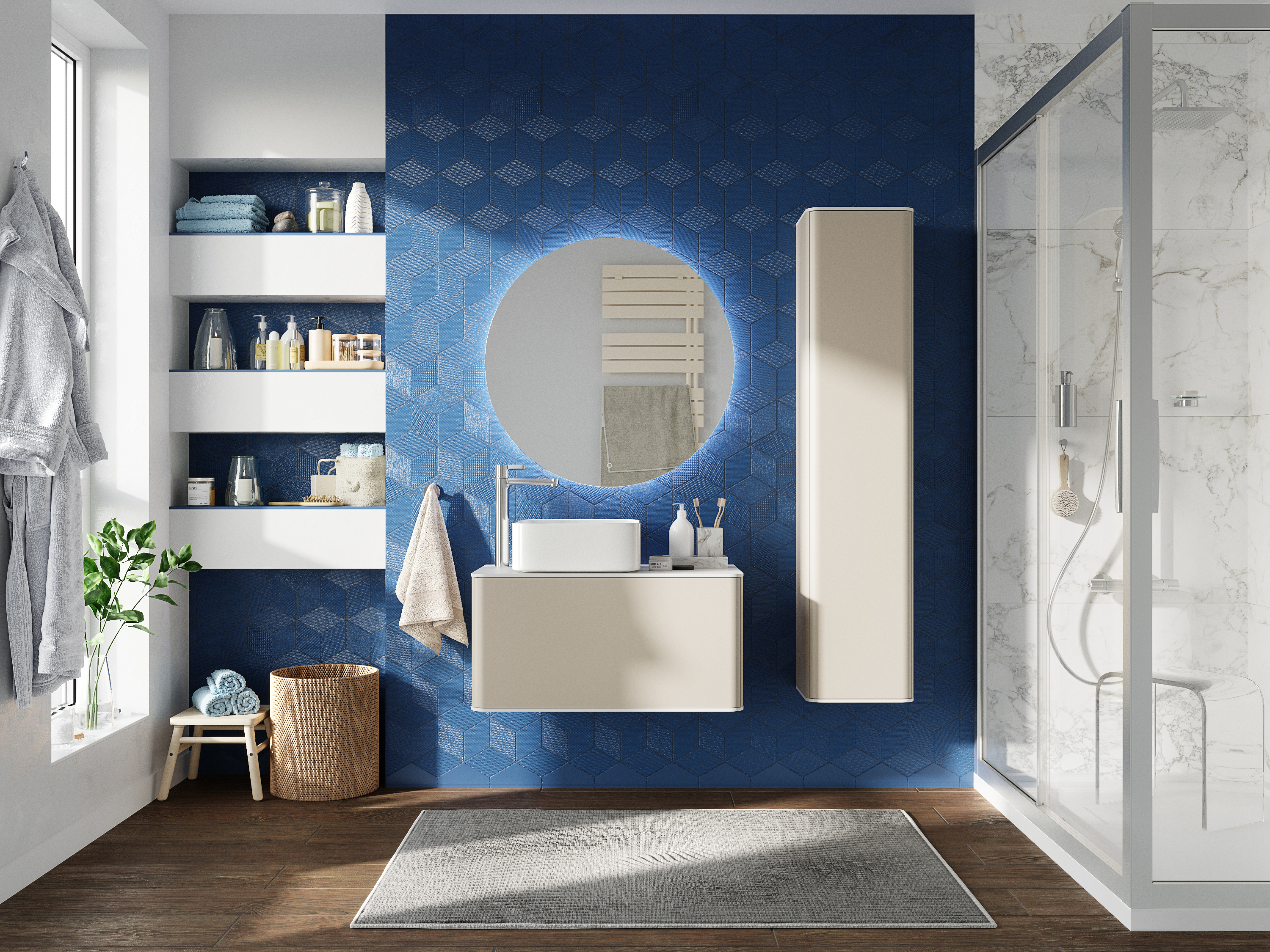 Тумба с раковиной STWORKI Ноттвиль 80 бежевый шелк, с отверстием под смеситель 414403 - 1