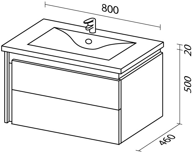 Тумба под раковину Sanvit Линк 80 светлое дерево - белый глянец klink080 - 4