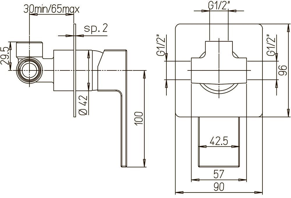 Смеситель для душа Paini Dax 84CR690R С ВНУТРЕННЕЙ ЧАСТЬЮ - 2