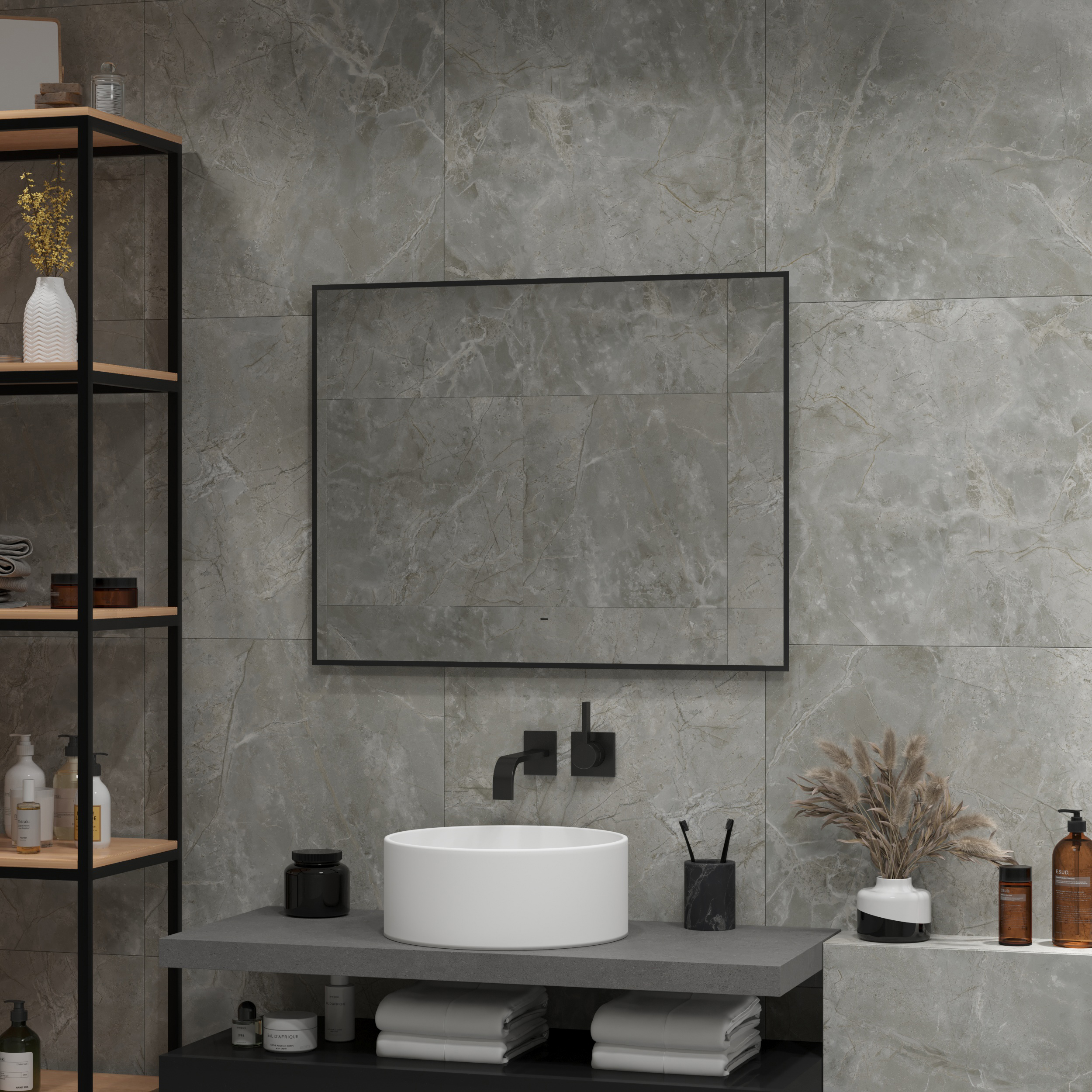 Зеркало DIWO Элиста 80 черное, с подсветкой ЗЛП1734 - 5