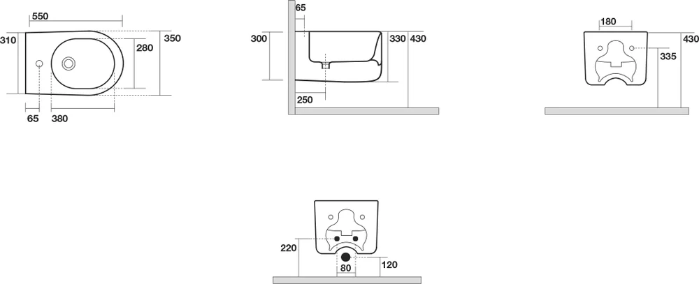 Биде подвесное Kerasan Nolita серый матовый  532559*1 - 2