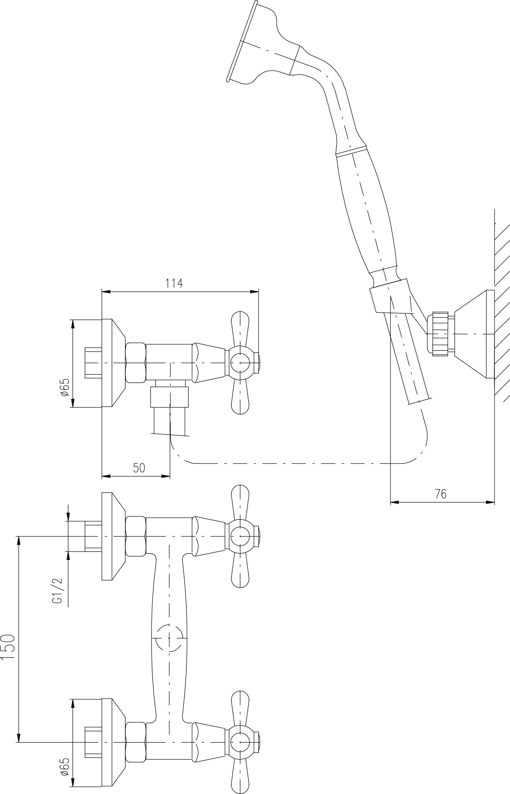 Смеситель для душа Rav Slezak Morava бронза  MK180.5/2SM - 1