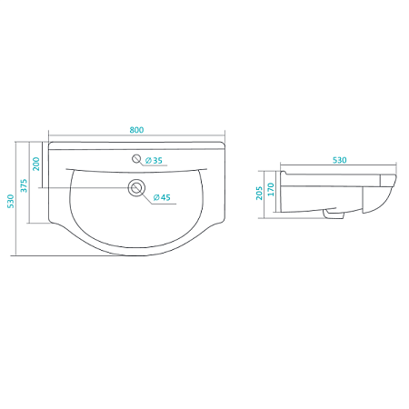 Раковина подвесная Stella Polar Эльбрус 80 белый 1WH109653 - 2