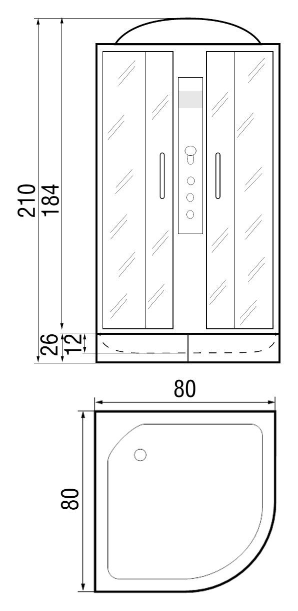 Душевая кабина с поддоном River Dunay 80/24 MT  10000003136 - 1