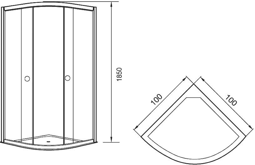 Душевой уголок Agger A01 A01-100TCR/G 100х100, прозрачное стекло - 6