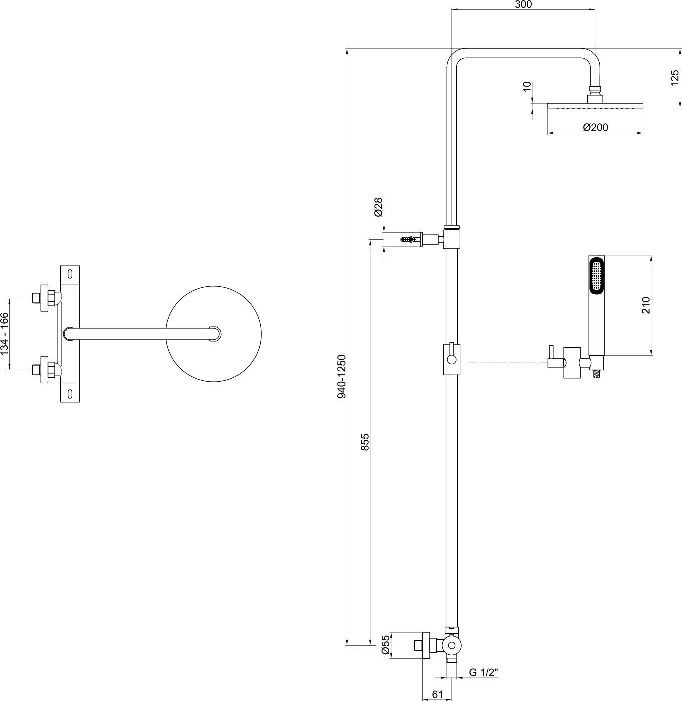 Душевая стойка Webert Elio EL980507015METAL хром - 2