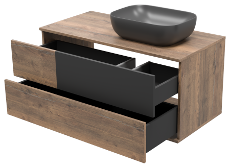 Тумба под раковину Misty Коломбо 100 правая темное дерево - черный П-Кол-01100-074ПП - 3