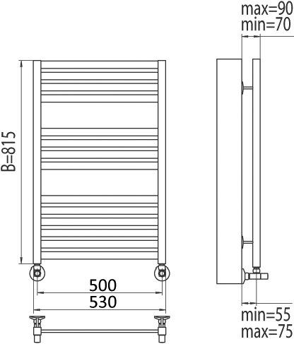 Водяной полотенцесушитель Terminus Тоскана П14 500x815 Хром 4620768884795 - 2