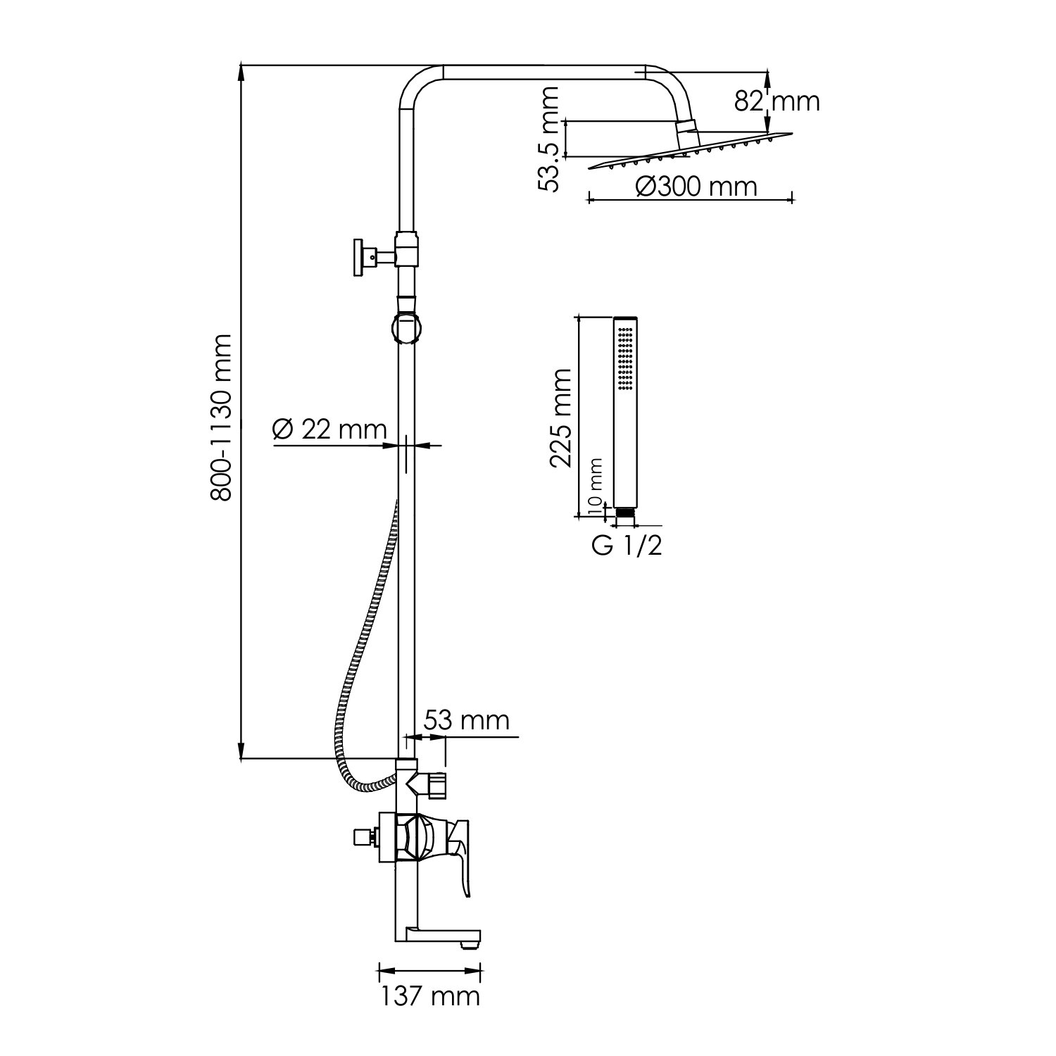 Душевая система WasserKraft 30 хром A166.116.137.010.CH - 2