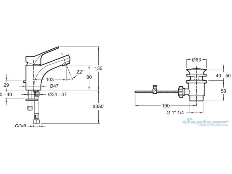 Смеситель для раковины Jacob Delafon  хром  E75759-CP - 1