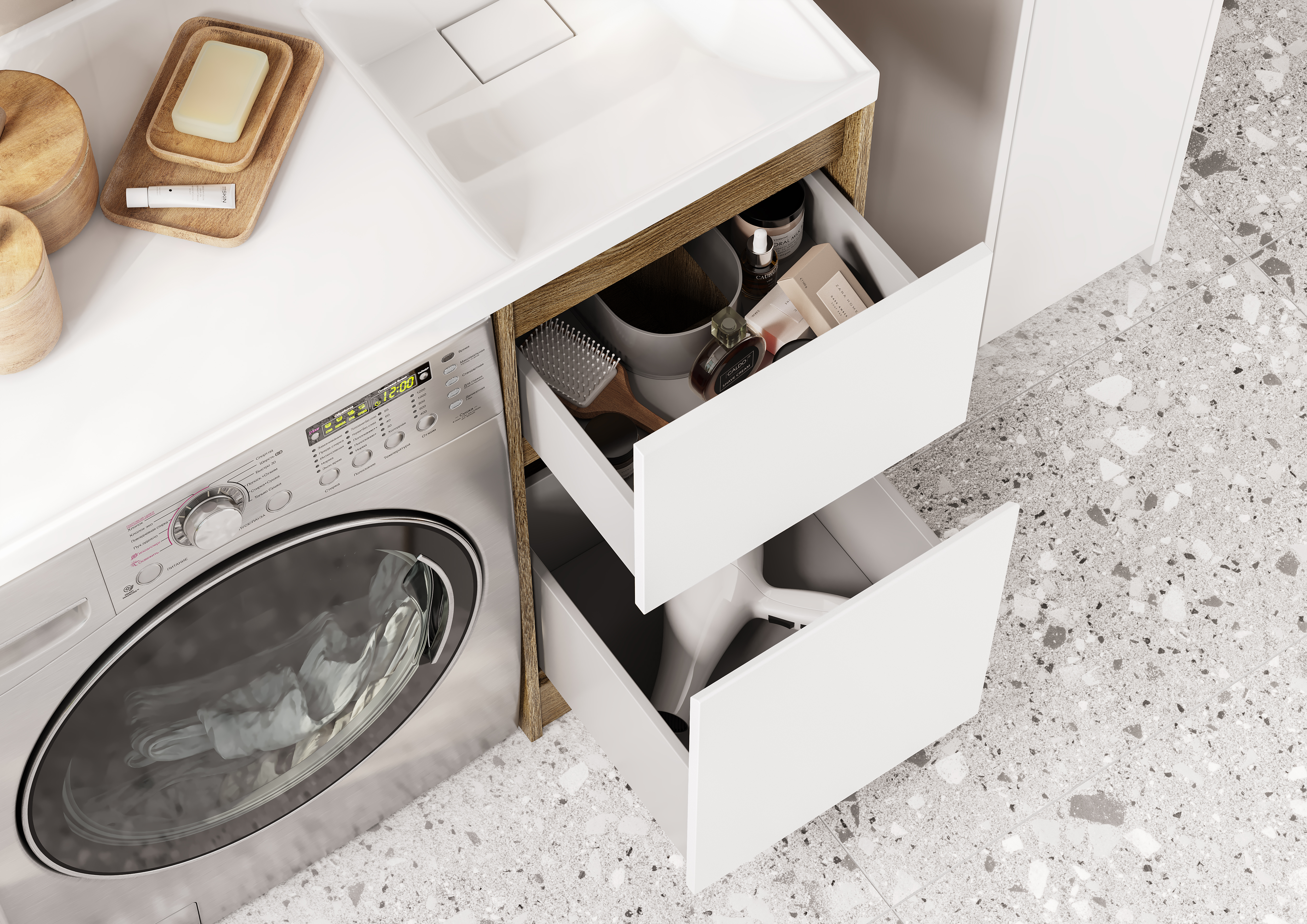 Тумба под раковину без фасада Aquaton Лондри 40 темное дерево 1A267001LHDY0 - 6