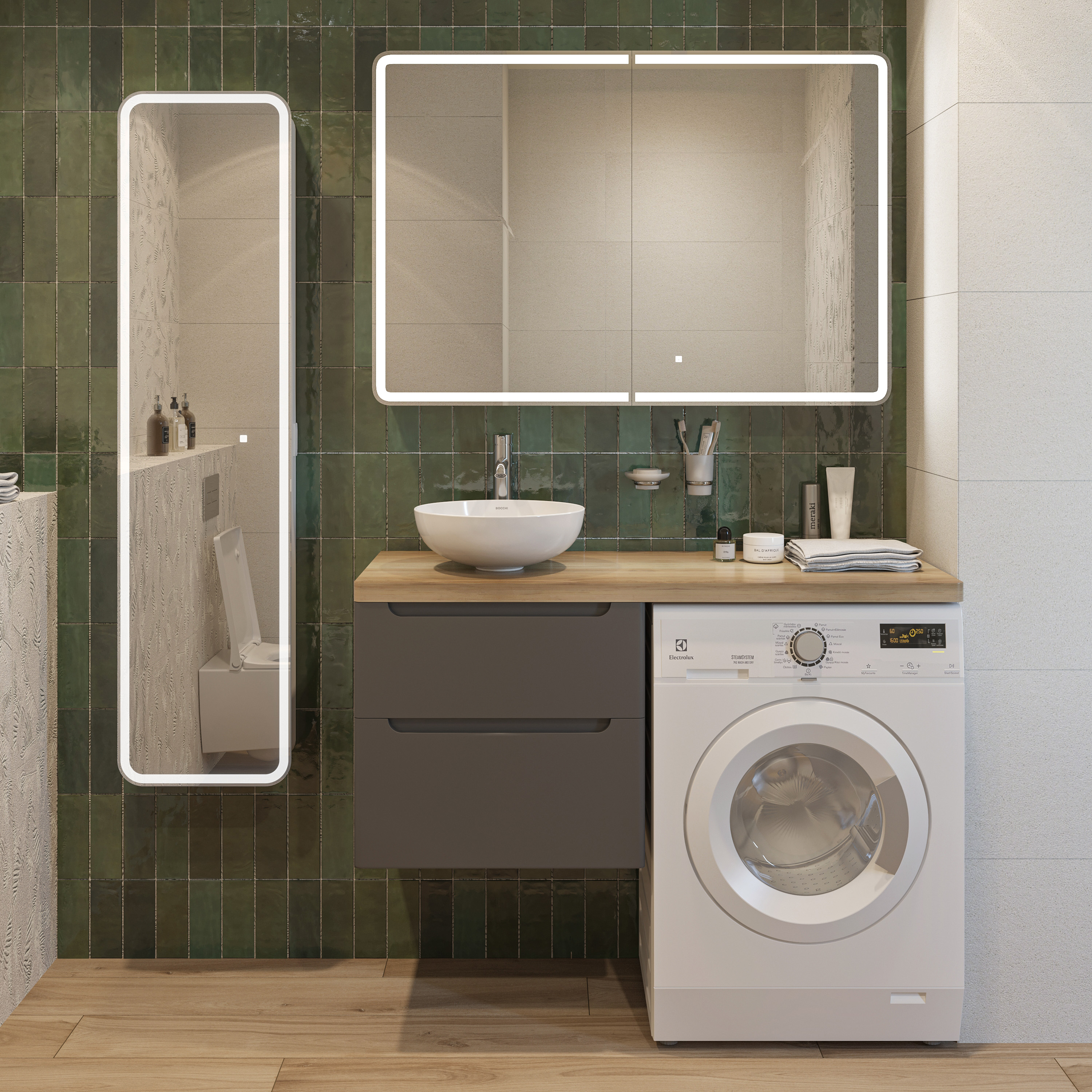 Тумба с раковиной STWORKI Берген 122 серая 566056 - 1