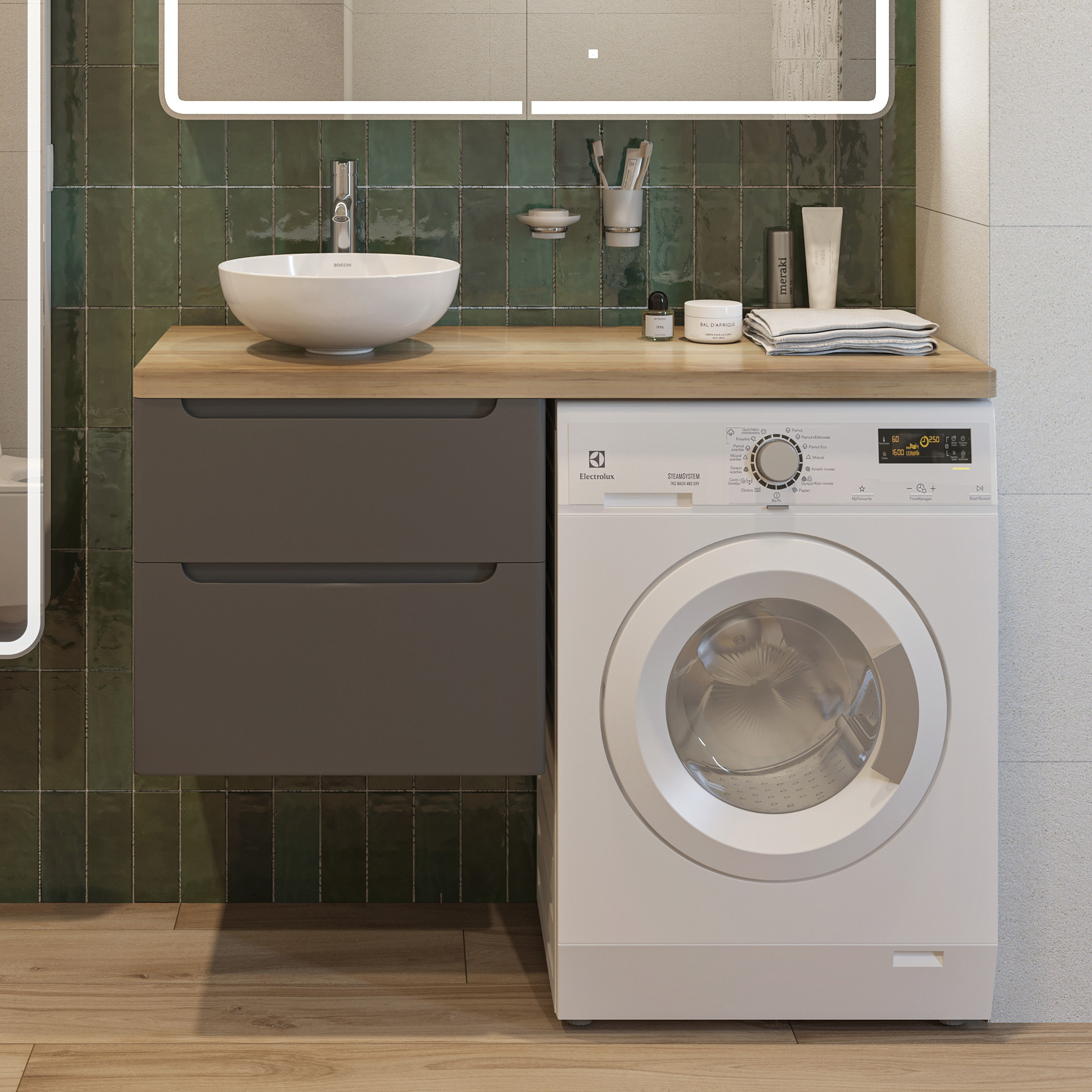 Тумба с раковиной STWORKI Берген 122 серая 566056 - 0