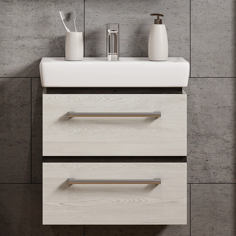 Тумба с раковиной Aquaton Ронда 55 светлое дерево 1A2076K1RSC20 - 2