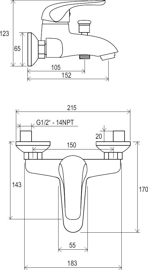 Смеситель для ванны Ravak Rosa хром  X070011 - 1