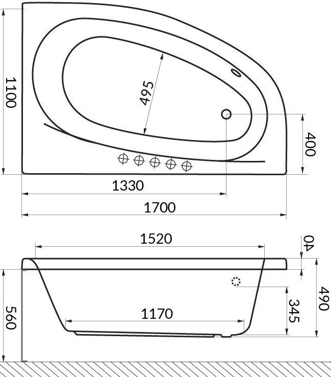 Акриловая ванна Excellent Kameleon 170x110 правая WAEX.KMP17WH - 1