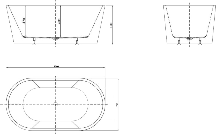 Акриловая ванна BelBagno BB202-1500-750 - 3