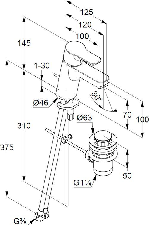 Смеситель Kludi Pure&Easy для раковины 372890565 - 2
