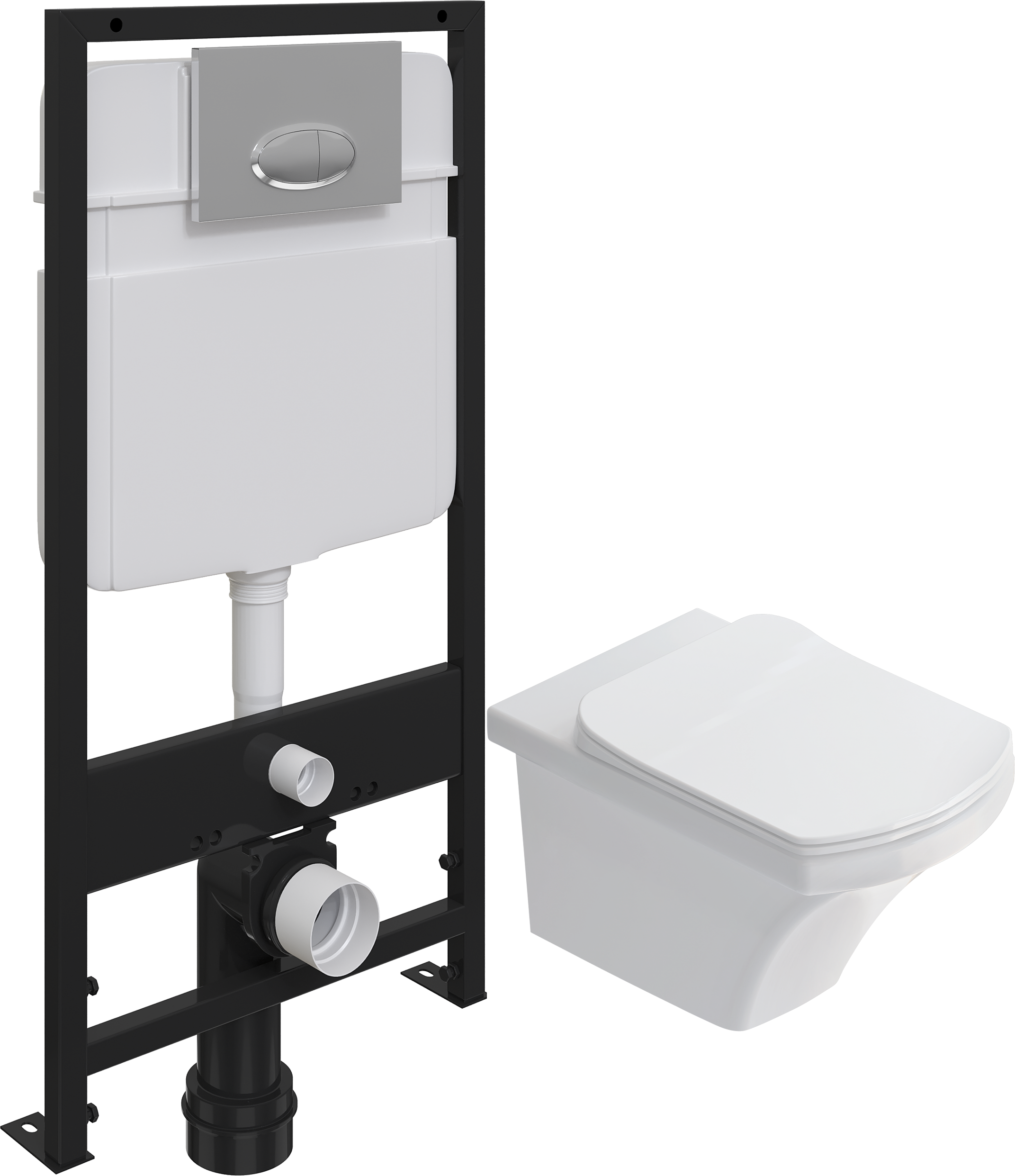 Комплект Унитаз подвесной STWORKI Хальмстад SETK2804-0606-001-1-6000 с микролифтом + Система инсталляции для унитазов EWRIKA ProLT 0026-2020 с кнопкой смыва 0051 хром 560233 - 0