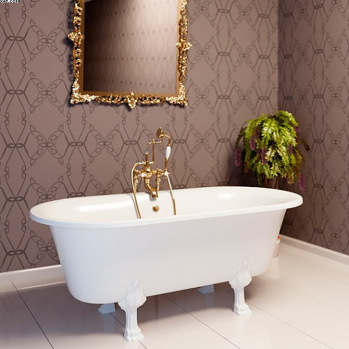 Ванна из искусственного камня Фэма Феррара 2 белая, белые ножки ФЕРРАРА-BI - 1