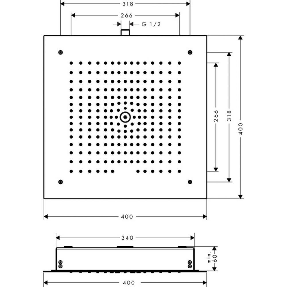 Верхний душ hansgrohe Raindance Е 1 jet 400×400 мм, хром 26253000 - 1