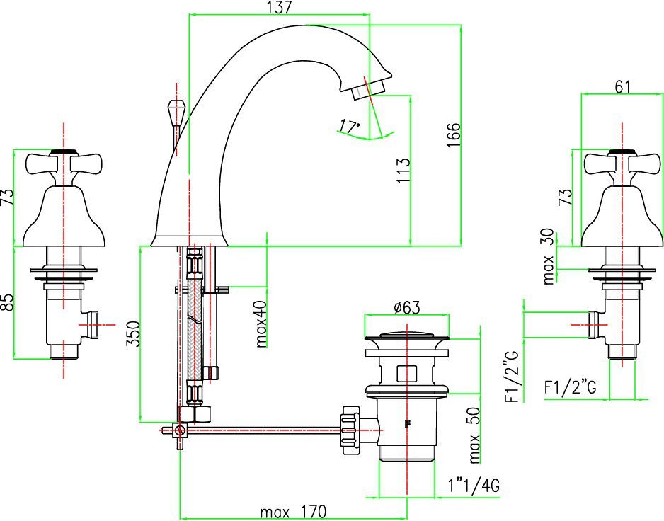 Смеситель для раковины Fiore  хром  26CR0628 - 2