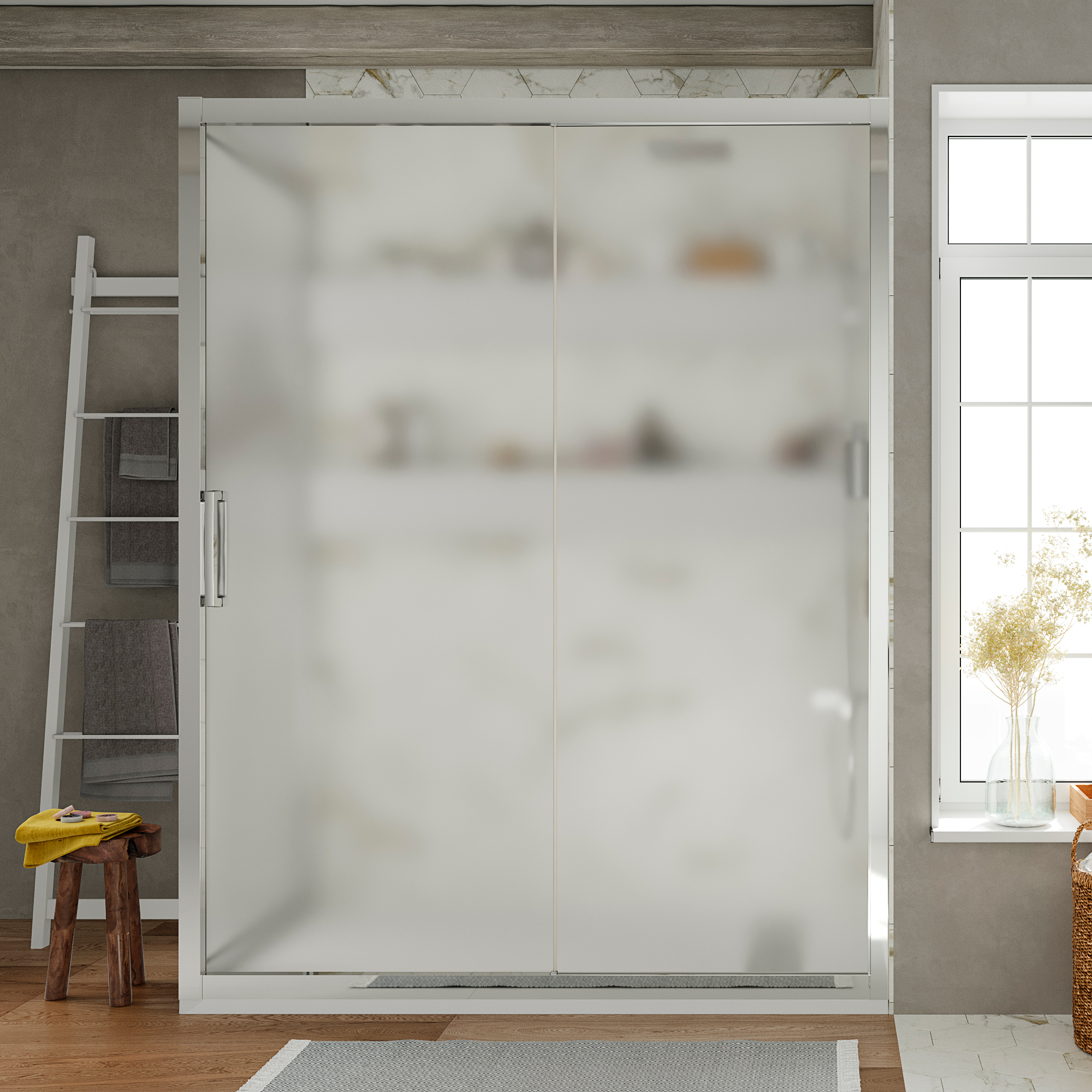 Душевой уголок STWORKI Эстерсунд DE019R80120200 120x80 см профиль хром глянец, стекло матовое 3GW199TTKK000 - 0