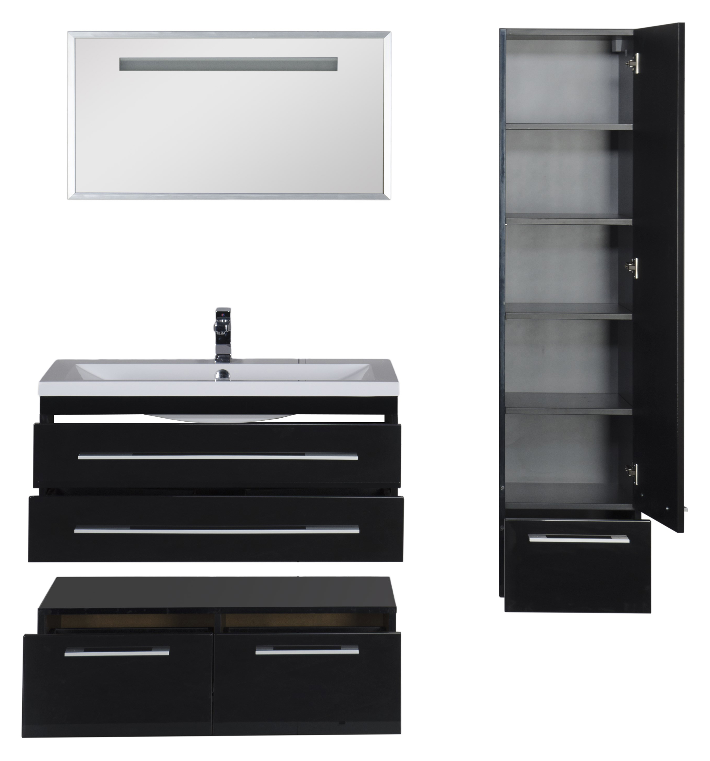 Тумба Aquanet Нота 100 подкатная, черная 170734 - 31