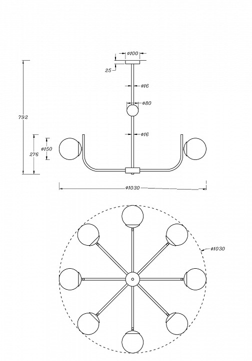 Подвесная люстра Maytoni Rendez-Vous MOD109PL-08BS - 2