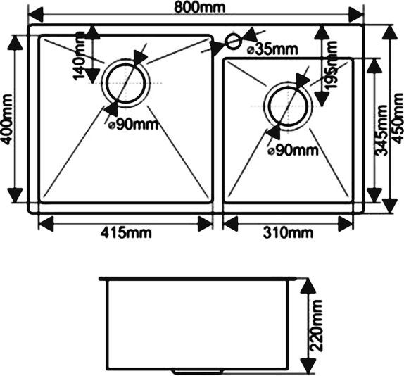 Мойка кухонная Melana S8045HB графит - 2