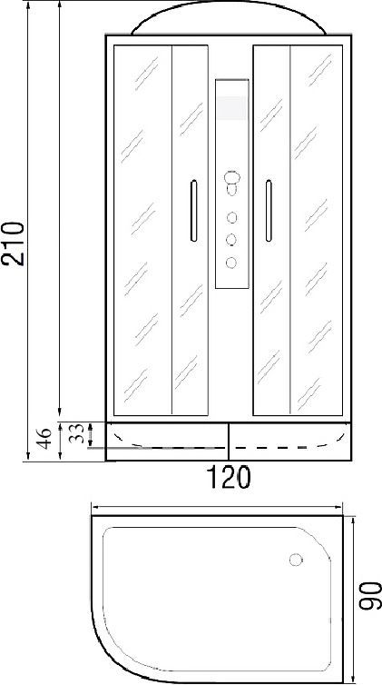 Душевая кабина с поддоном River Desna 120/90/44 MT R  10000001762 - 3