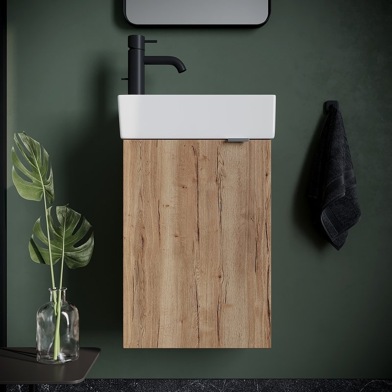 Тумба под раковину подвесная левая Sancos Mini 37 светлое дерево MN35EGL - 1