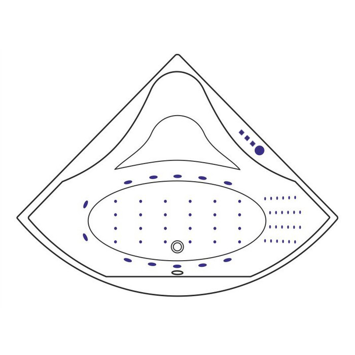 Ванна акриловая Excellent Glamour Nano 150х150 с гидромассажем белый - хром WAEX.GLA15.NANO.CR - 7