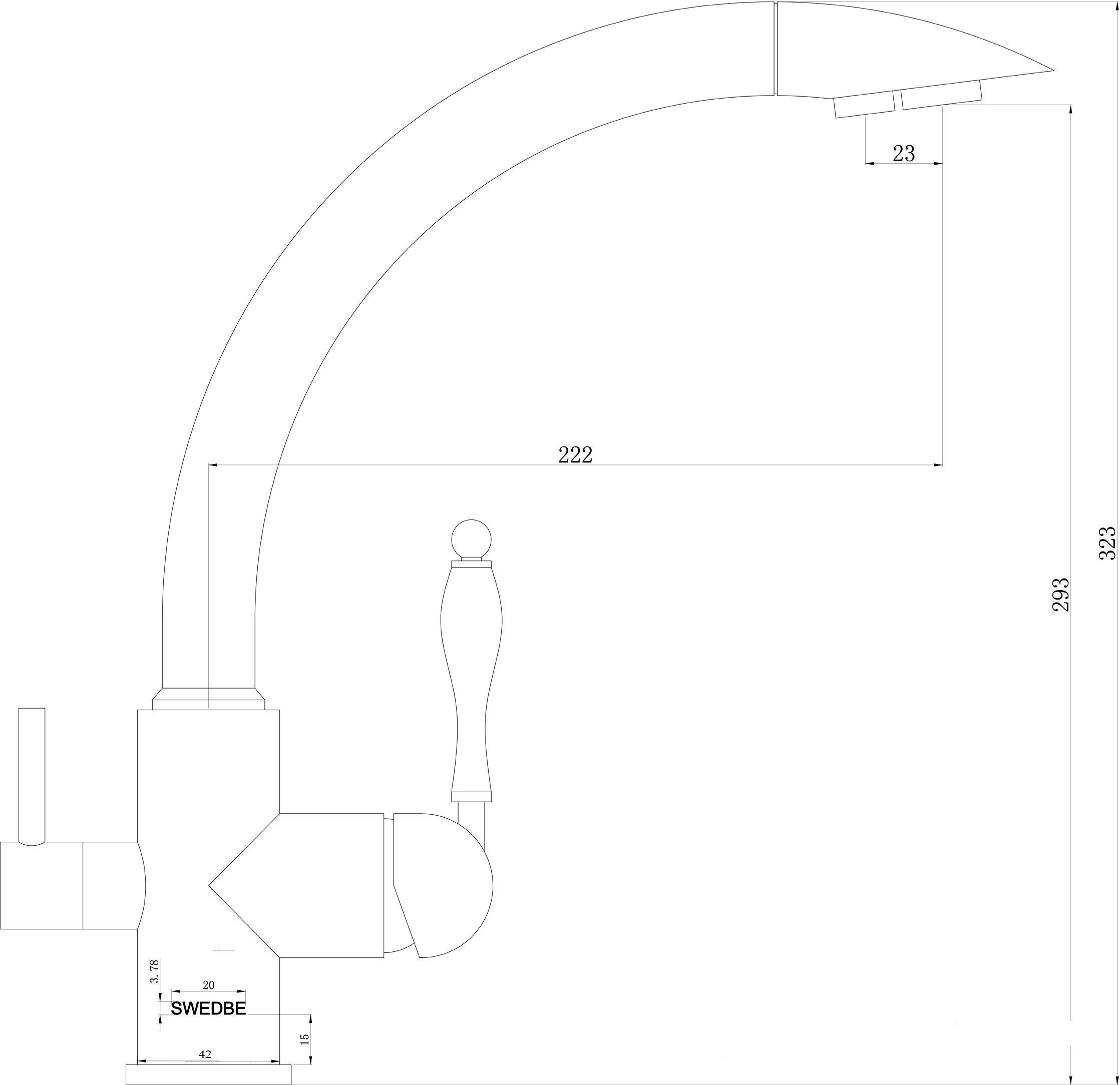 Смеситель Swedbe Selene Plus 8044 для кухонной мойки - 3