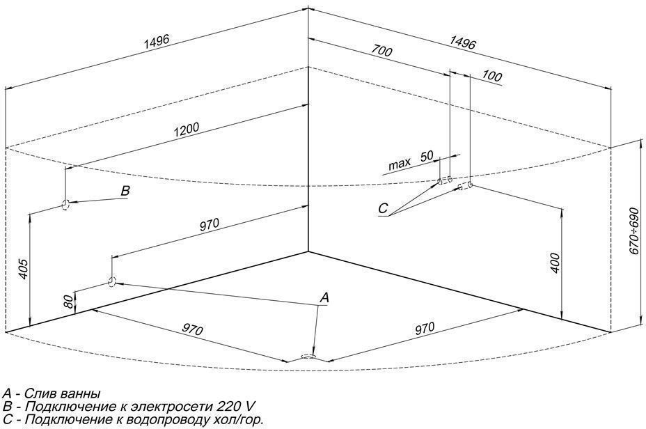 Акриловая ванна Aquanet Malta 149.3x149.6 см (00204003) - 1
