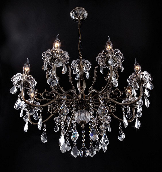 Подвесная люстра Eurosvet Elisha 3281/8 античная бронза/прозрачный хрусталь Strotskis - 3