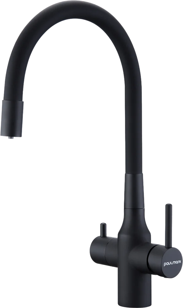 Смеситель для кухни Paulmark Salix с гибким изливом темно серый - черный матовый Sa213419-401 - 0