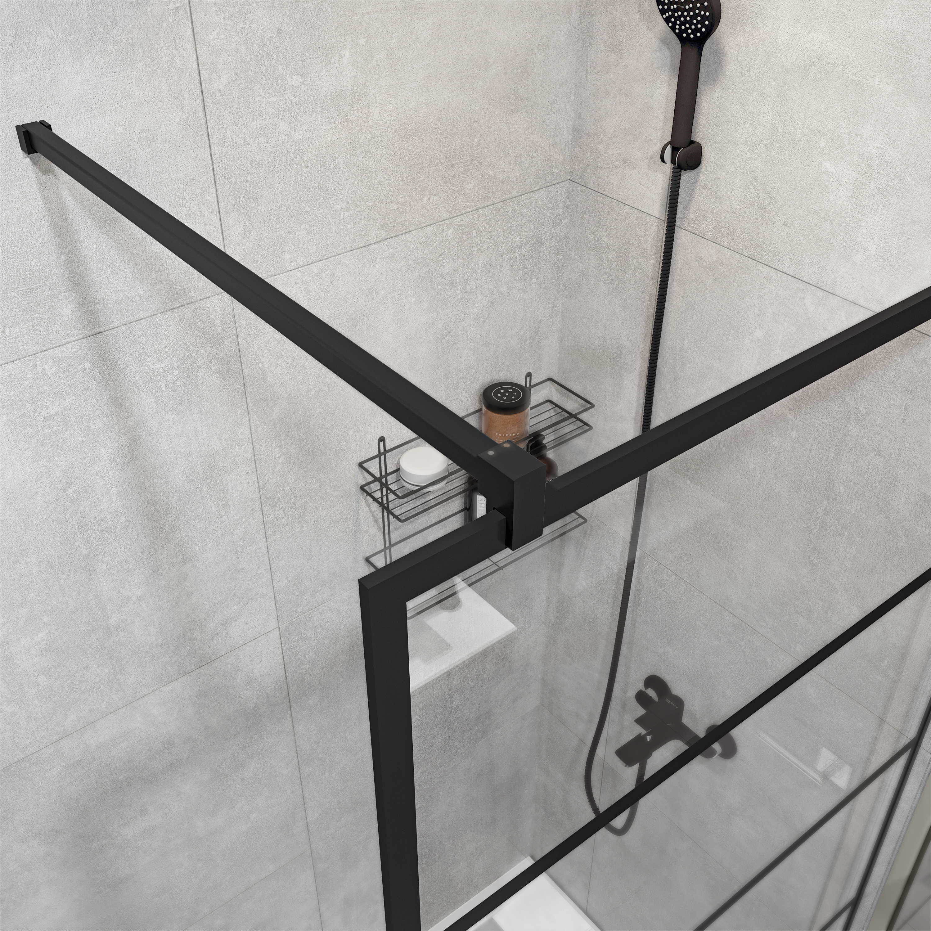 Душевая перегородка STWORKI Кронборг LOFT-GW-100х220 100 см, профиль черный матовый - 4