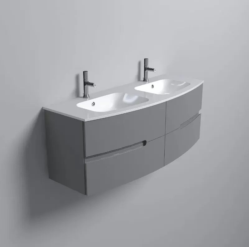 EB1883RU-00 Nona раковина из гелькоата,  глянцевый белый, 140 см, 2 раковины - 3