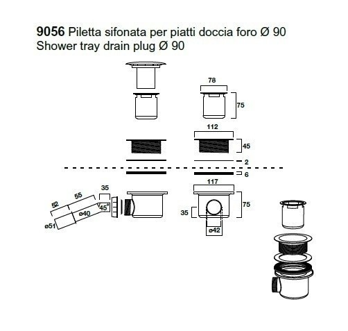 Сифон для поддона Kerasan Retro 9 бронза  905693 - 2